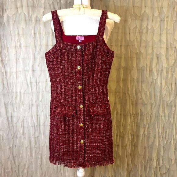 Mi Ami for Francesca’s Burgundy Tweed Button Front Mini Dress | Women's Size XS - Picture 4 of 9